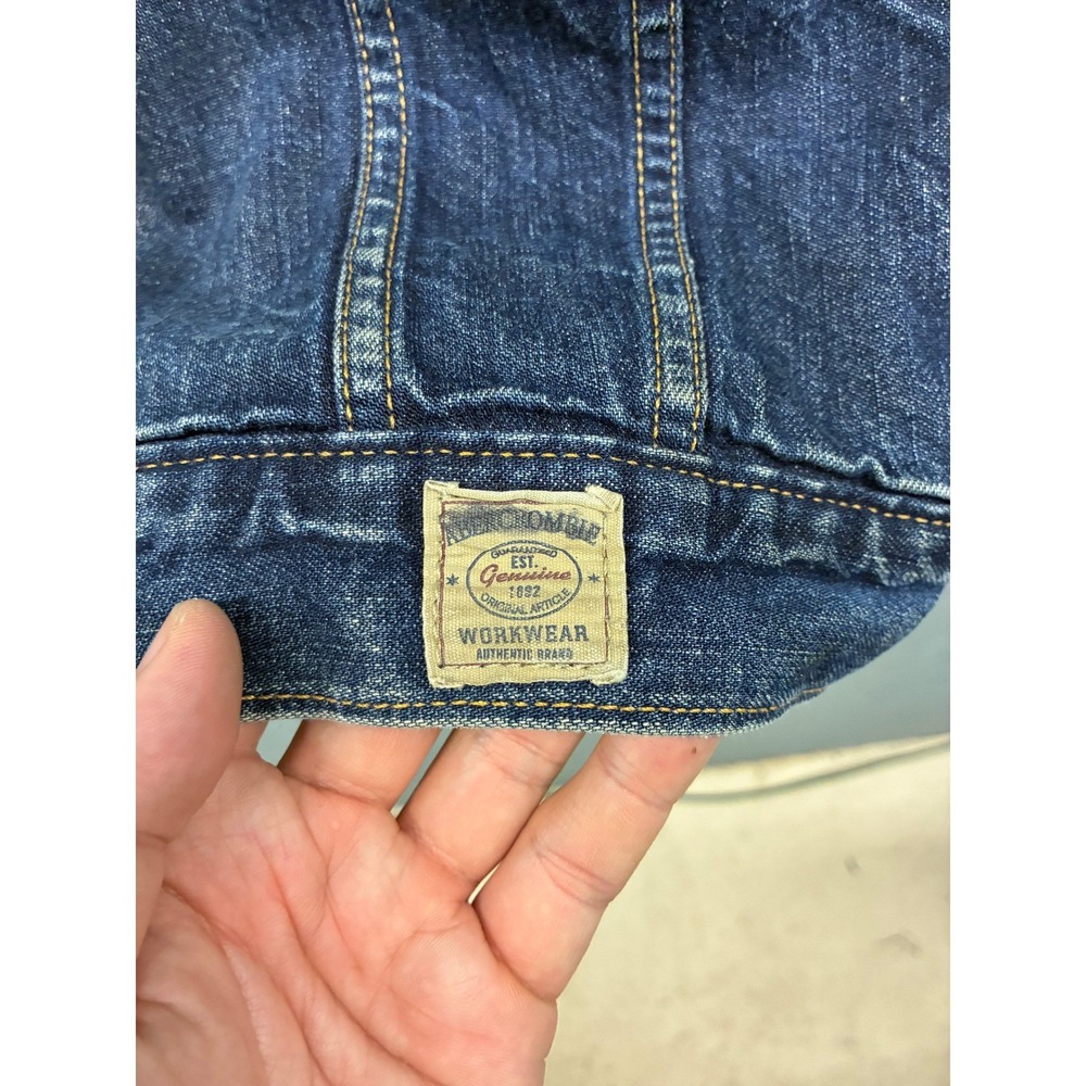 Abercrombie & Fitch Denim Jacket Men's XL Blue Trucker Distressed Vintage - Picture 4 of 12